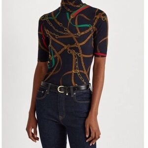 LAUREN Ralph Lauren Belting-Print
Stretch Jersey Turtleneck shirt